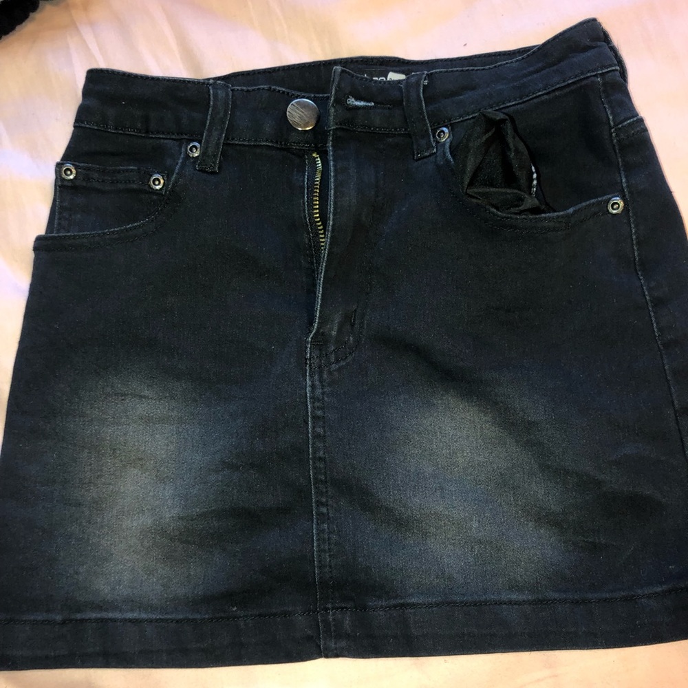 Black denim skirt